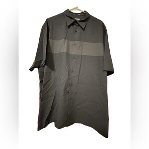 Alfani Gray Plaid Short Sleeve Button-Up Shirt with Chest Stripe Detail Size XXL